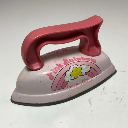 Vintage Ohio Art SUNNIE MISS Tin Metal Toy Iron Pretty Pink With Handle 5-1/2”