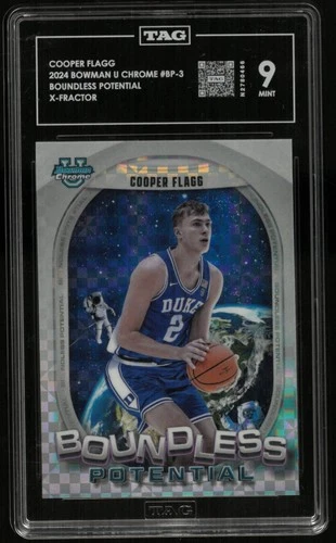 2024 Topps Bowman U Chrome Boundless Potential Cooper Flagg X-Fractor TAG 9