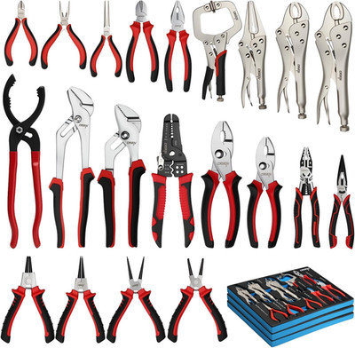 Pliers Set, 21 Pieces Full Assortment of Plier with EVA, Versatile Pliers Tool S