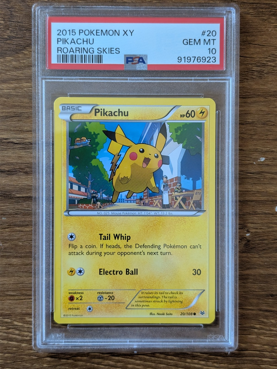 2015 Pokemon XY Roaring Skies PSA 10 Pikachu #20 Non-Holo LOW POP