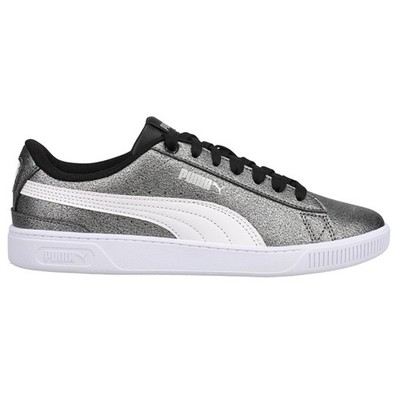 PUMA Vikky V3 Glitz Lace Up  Youth Girls Silver Sneakers Casual Shoes 38470101