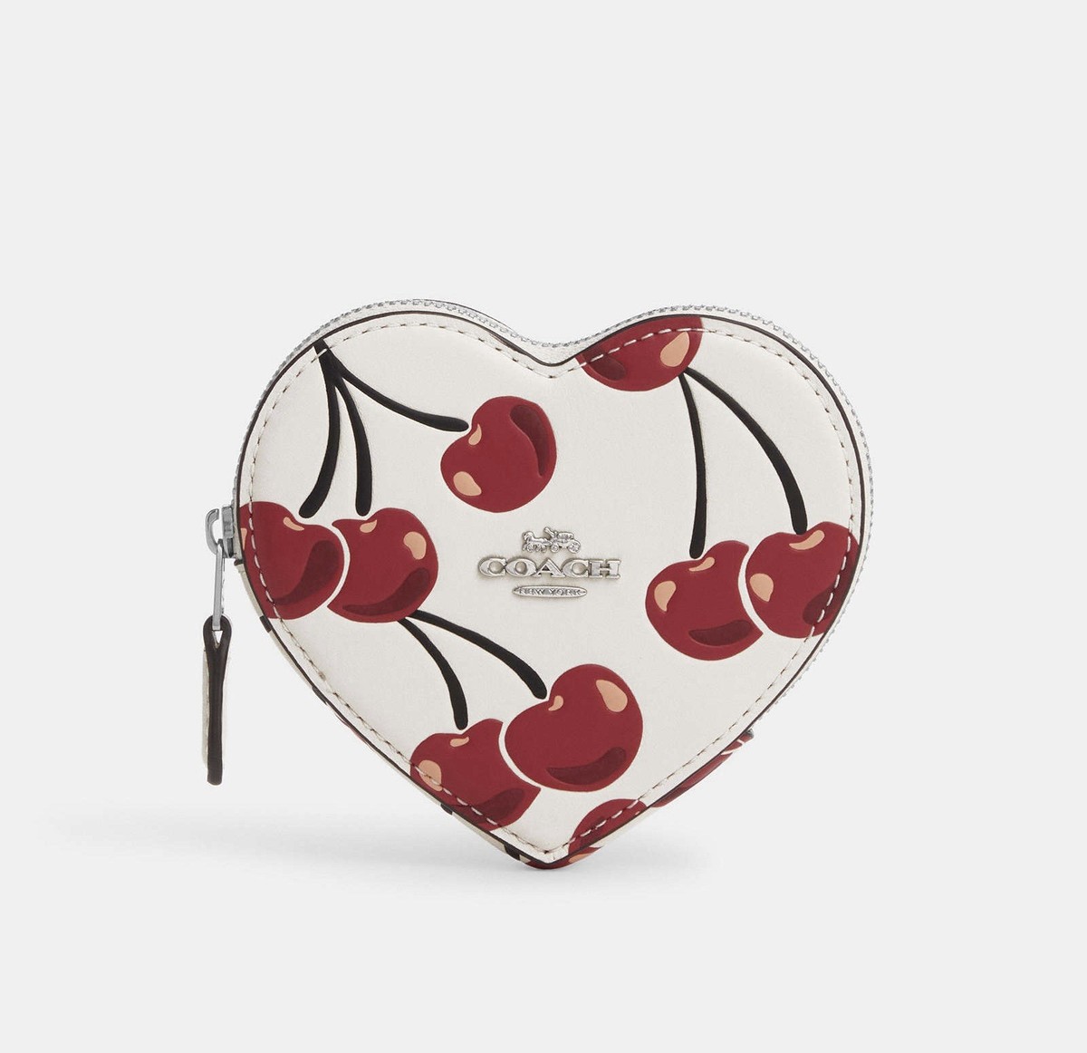 ❤️Coach Heart Coin Case - CZ477 Chalk Signature Canvas w/Pink