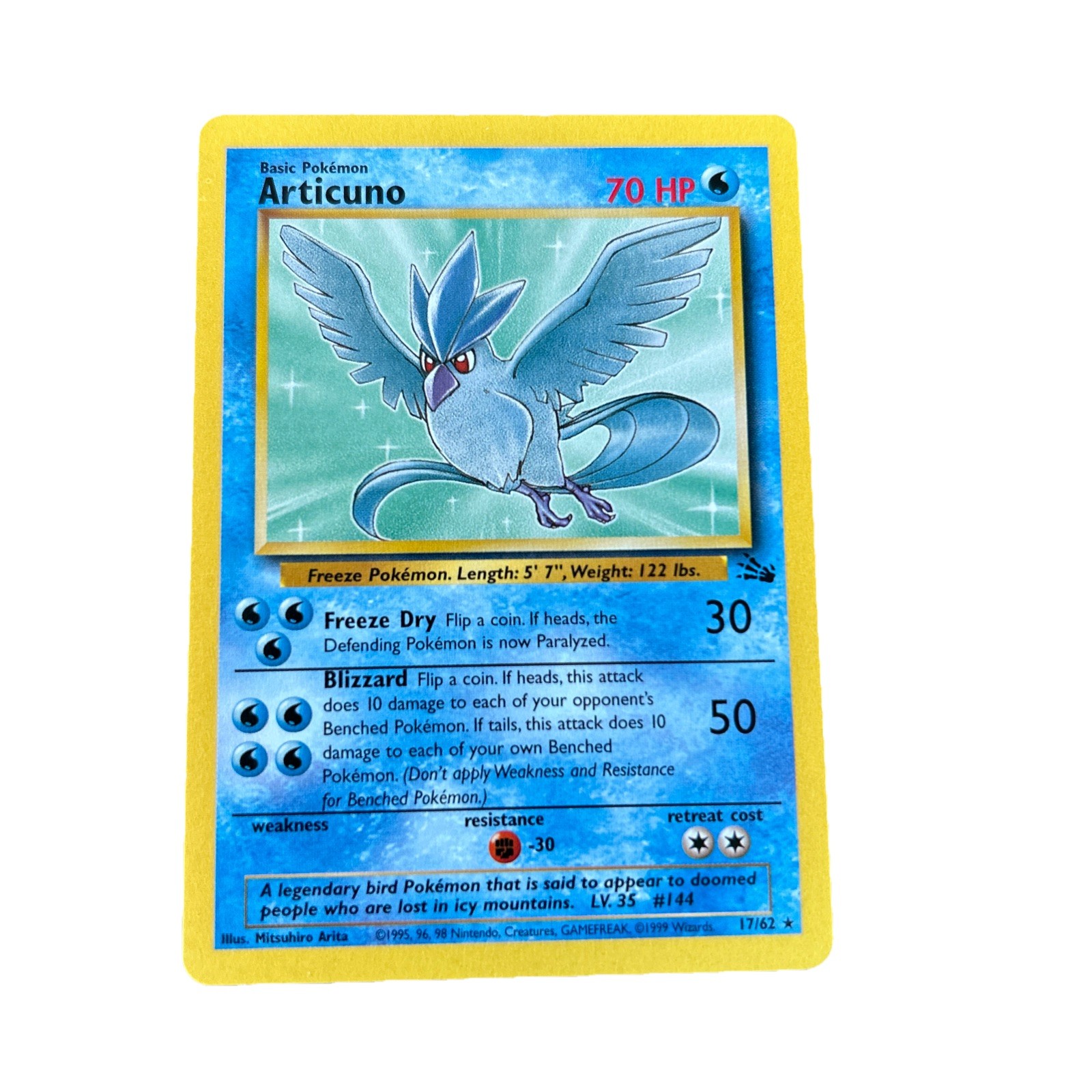 Pokemon Articuno 17/62 Rare Card 1999 TCG