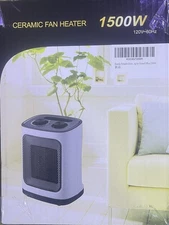 NEW Kismile Portable Ceramic Fan Heater 1500W 120-60Hz White Adj Theroststsat