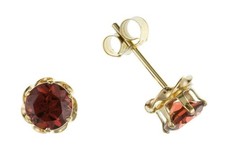 9ct Gold Garnet Stud Earrings 5mm Solitaire Yellow Gold January Birthstone