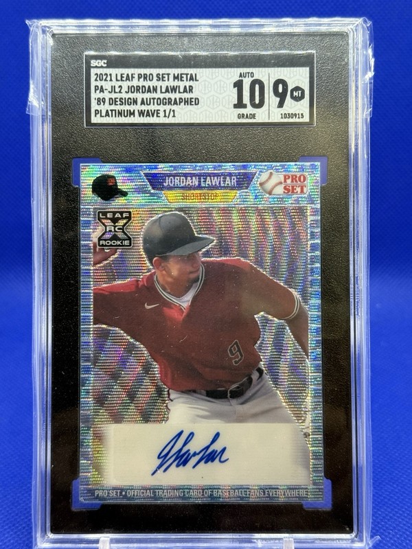 Jordan Lawlar 2021 Leaf Pro Set Metal 1/1 Platinum Wave SGC 9 Auto 10 #PA-JL2