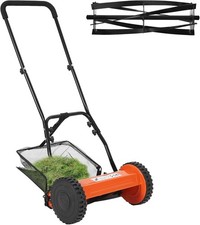 Manual Reel Lawn Mower,Walk-Behind Push Mower with Grass Bag & Adjustable Height