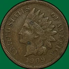 1909-S Indian Head Cent Extremely Fine XF Coin, Corrosion Spots #38070