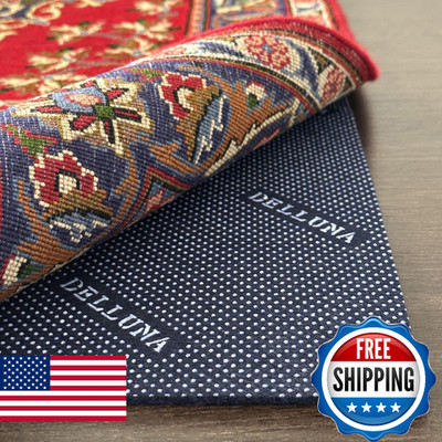 DELLUNA Non-Slip Rug Pad 5x7 Cushioned Rubber Felt Safe All Floors Grip