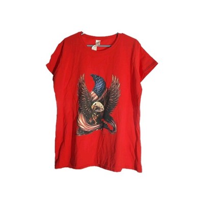 NWOT Gildan Custom Womans Shirt AMERICAN Eagle With Flag Sz XL ~ #65