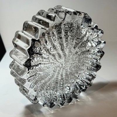 Hadeland Norwegen Kunst Glas 6'' Nautilus flache Schale Eis Schneeflocke Schmuck Schale