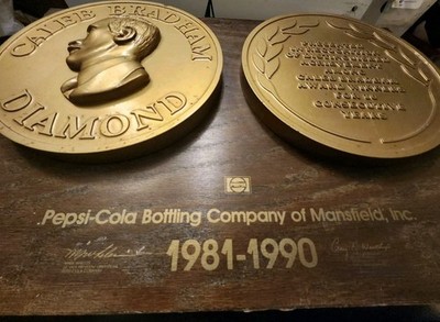 Pepsi Bottling Plant Mansfield Ohio Caleb Bradham Diamond Ten Year Plaque 