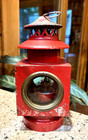 Vintage Apex Rectangular Red Metal 4 Window RR Style Lantern Decor Hong Kong — photo 3