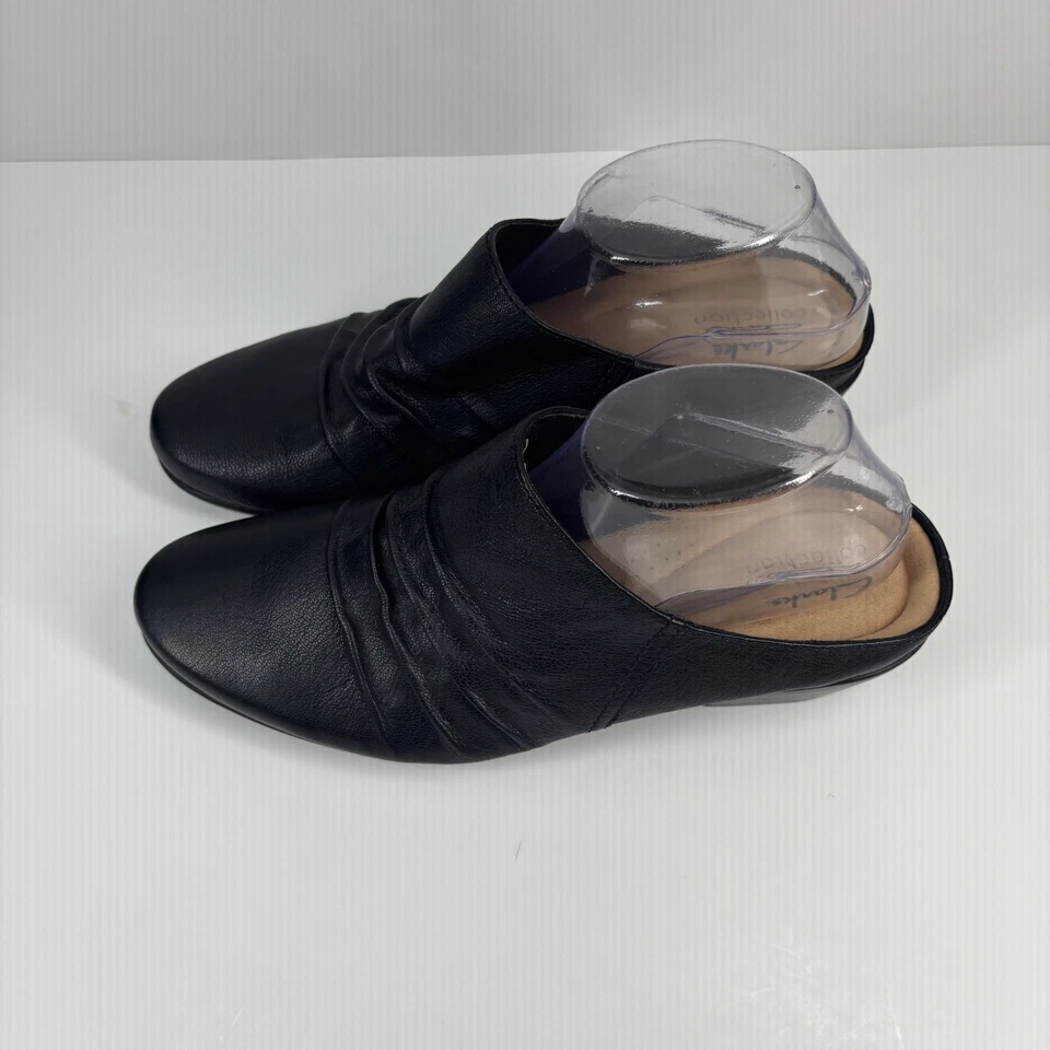 Clarks Emily 2 Charm Women’s 11M Black Leather Mule Clogs Slip-On Comfort Shoes - Image 4 of 4