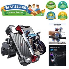 Motorcycle Phone Mount, 1s Auto Lock 100mph Military Anti-Shake Bike Phone...