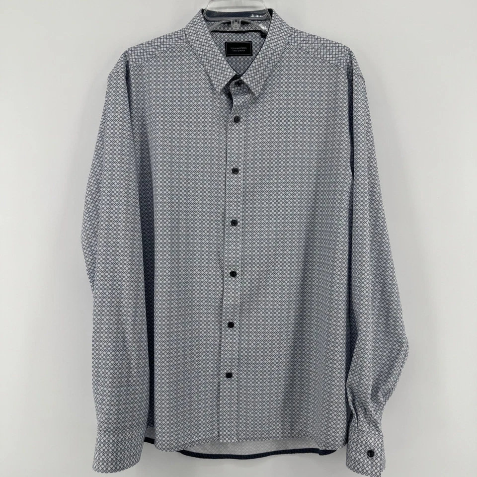 Camisa 7 Diamonds Saturday Express 4 vías elástica con botones blanca azul para hombre XL Foto 2 de 4