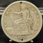 1876-S Trade Dollar S$1 Silver Coin -Holes