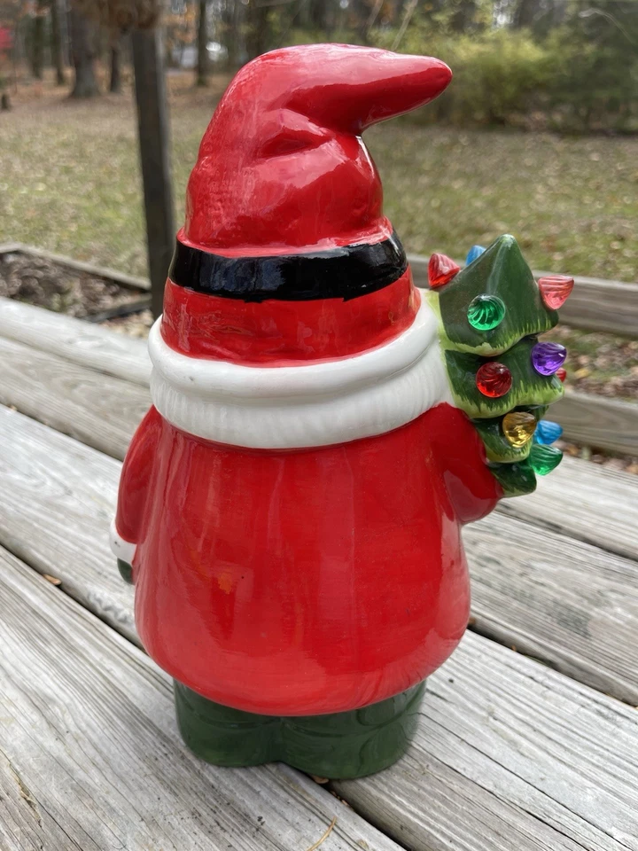 Merry Moments Gnome W Lighted Nostalgic Ceramic Christmas Tree 12” Tall - Image 2 of 4