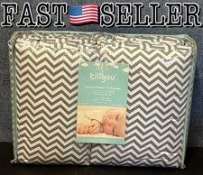 TILLYOU Baby Cotton Padded Sheet Gray Chevron, 4 Count