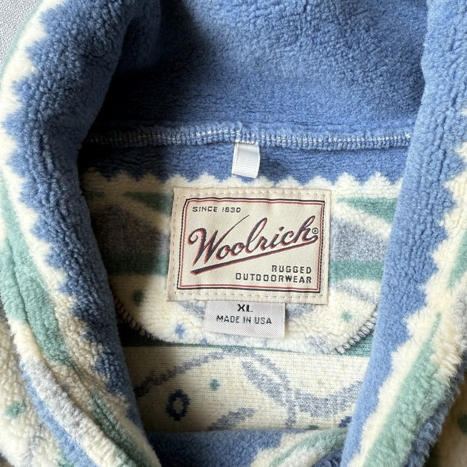 复古 Woolrich 多种颜色 Floral Cottage 蓝色白色羊毛套衫 XL 码 — 第 4/4 张图片