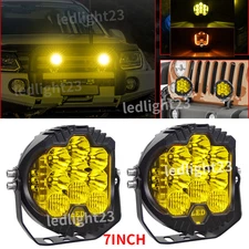 2X 7" LED Work Light Flood/Spot Cube Pods Bar Driving Amber Fog Lamp Offroad SUV
