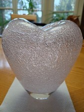 Pale Pink Heart Shaped Bubble Glass Vase 6.5 Tall x 6" Wide