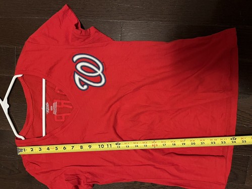 T-shirt donna Majestic rossa Washington Nationals 34 Bryce Harper sul retro Med - Foto 6 di 6