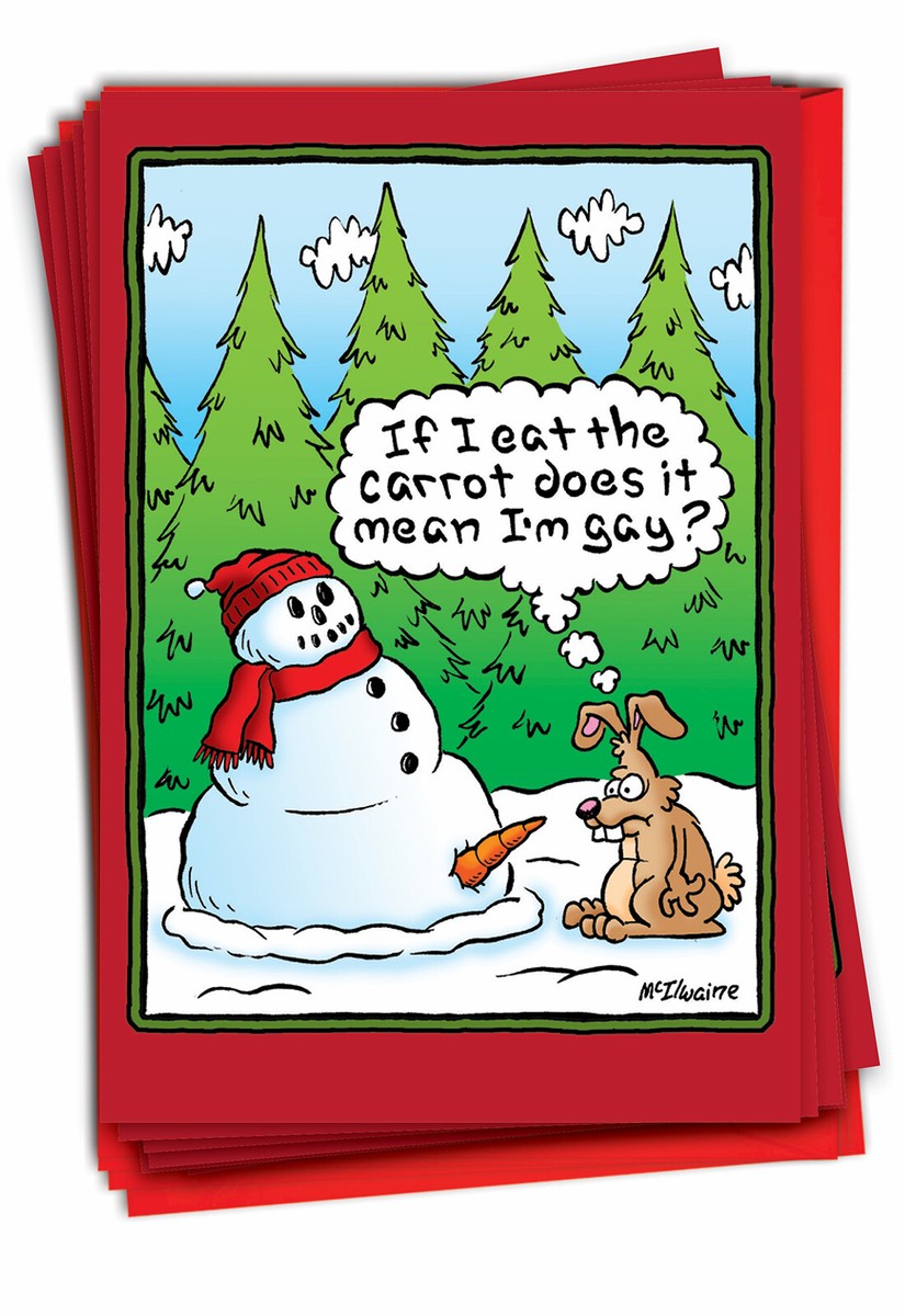 B5769 Pack of Of 12 Eat the Carrot Christmas Joke Cards with