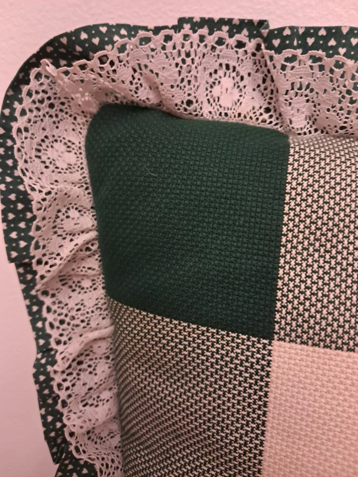 VINTAGE BEAR tree Ruffled Edge Throw Pillow 16" Square Christmas Medium  - Image 3 of 4