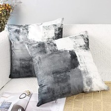 Throw Pillow Covers 18x18,Modern Abstract and White 18" x 18" Pack of 2 Gray
