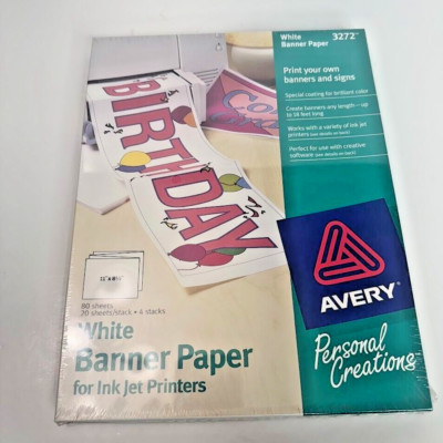Avery White Banner Paper For Ink Jet Printers 11  x 8.5  80 Sheets 3272