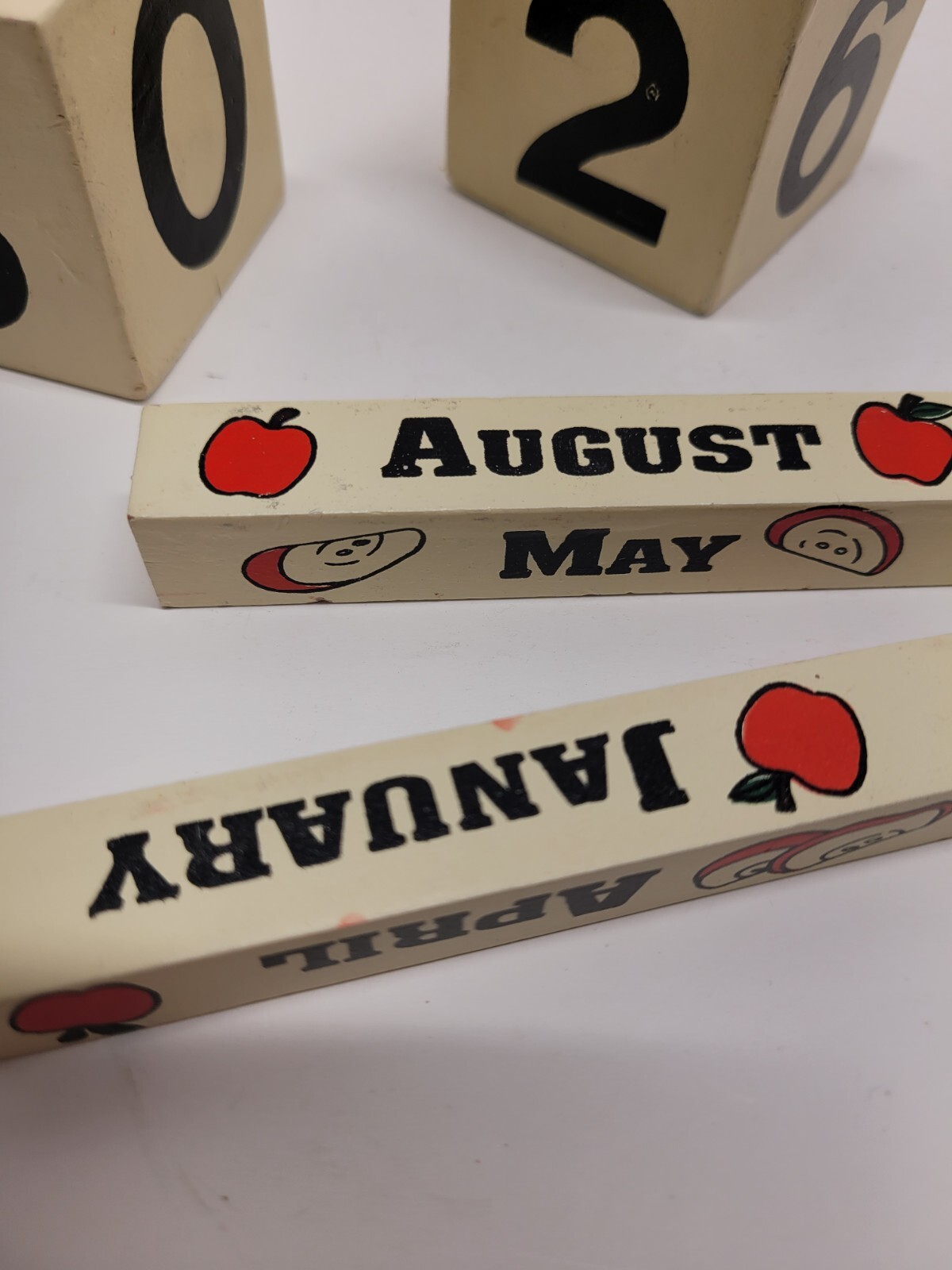 Vintage(?) Oriental Trading Co. Wooden Apple Themed Block Calendar | eBay