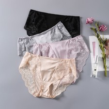 4 pack 100 Natural Silk Women Middle Rise Panties Briefs Underwear M L XL TG011