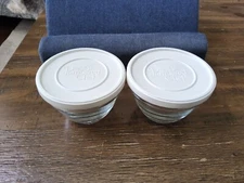 Pampered Chef 1 Cup Prep Bowls Clear Glass (Set Of 2 W/ Lids) #1825