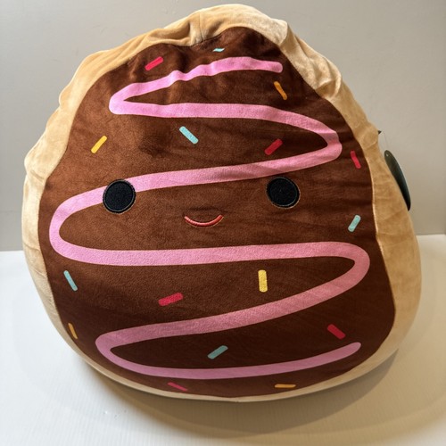 Peluche Squishmallows Deja Ciambella Cioccolato Spolverato Enorme Jumbo Taglia Morbida Nuovo con etichette
