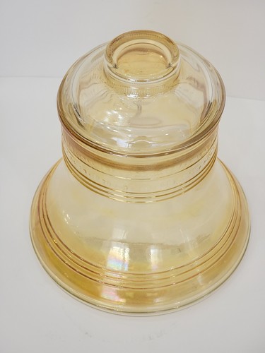 New Vintage 1976 Liberty Bell Cookie Jar Amber Carnival Glass Bartlett-Collins - Picture 5 of 24