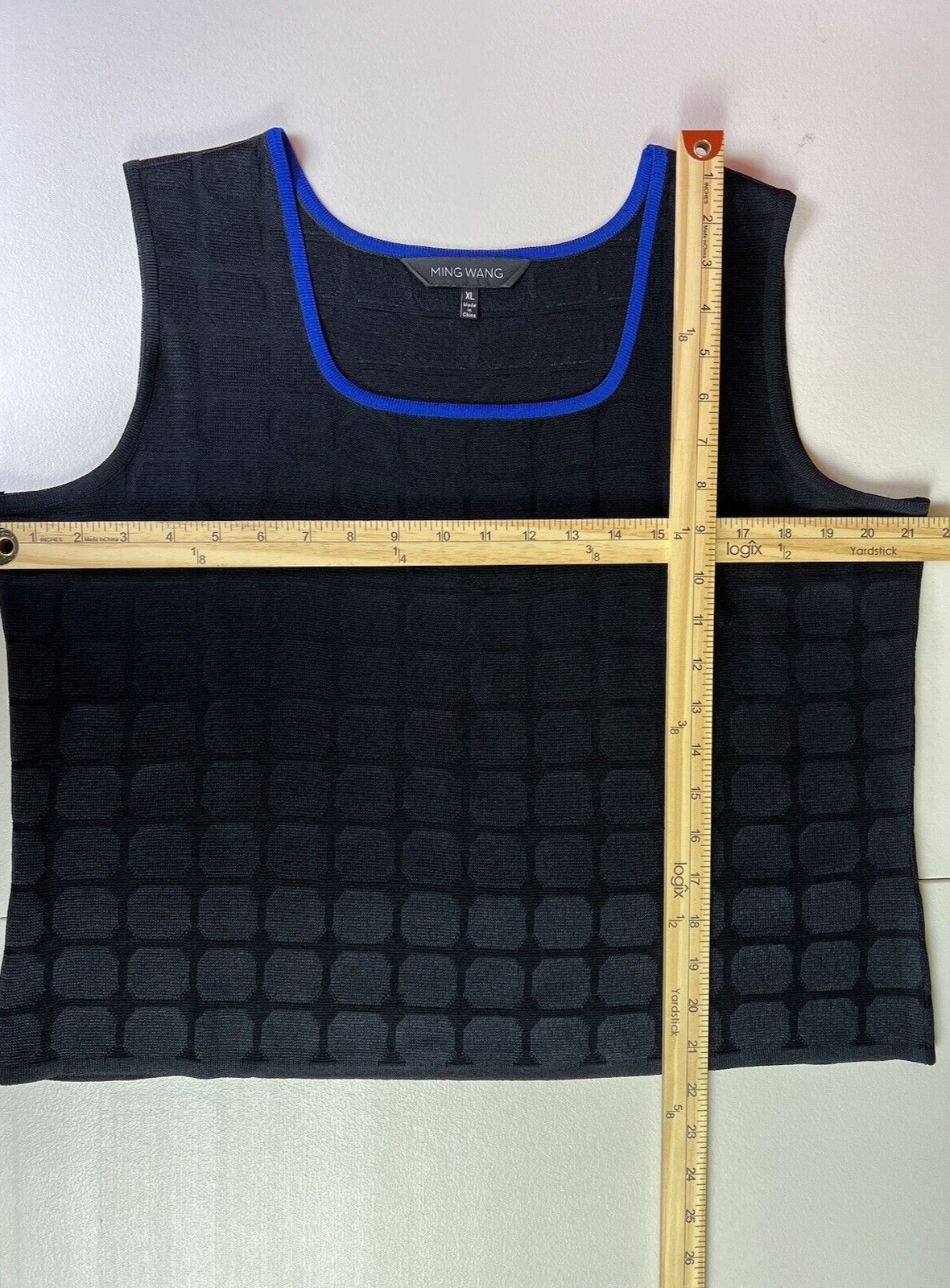 MING WANG Black Square Geometric Pattern Stretch … - image 5