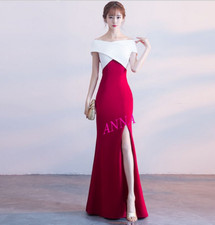 Womens Prom Evening Gown Black White fishtail Dresses Split Package Hip Skirt