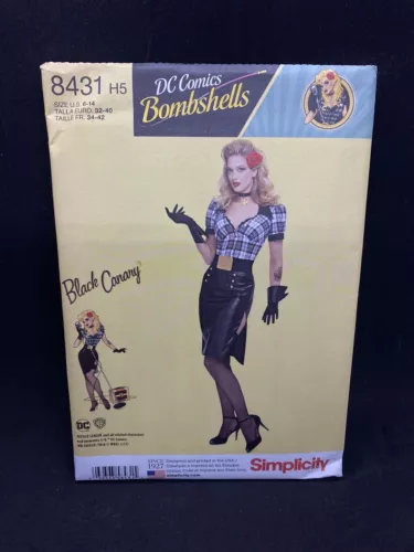 Simplicity 8431 Uncut Pattern Misses DC Bombshell Black Canary Costume