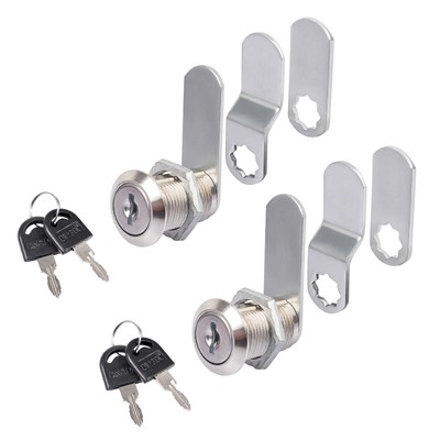 2 Pack Cam Lock Keyed Different Secure File Drawer RV Cylinder Replacement Lock