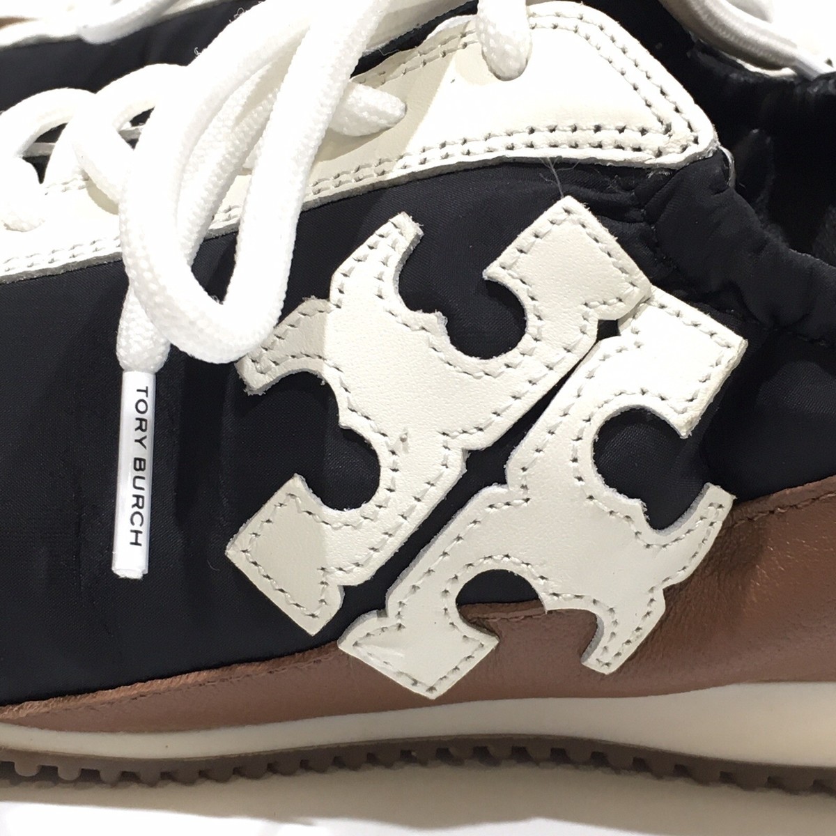 Tory Burch スニーカー 黒/ベージュ/イエロー 25cm Tory Burch Women's Good Luck Trainer Sneakers Size 10.5 Black