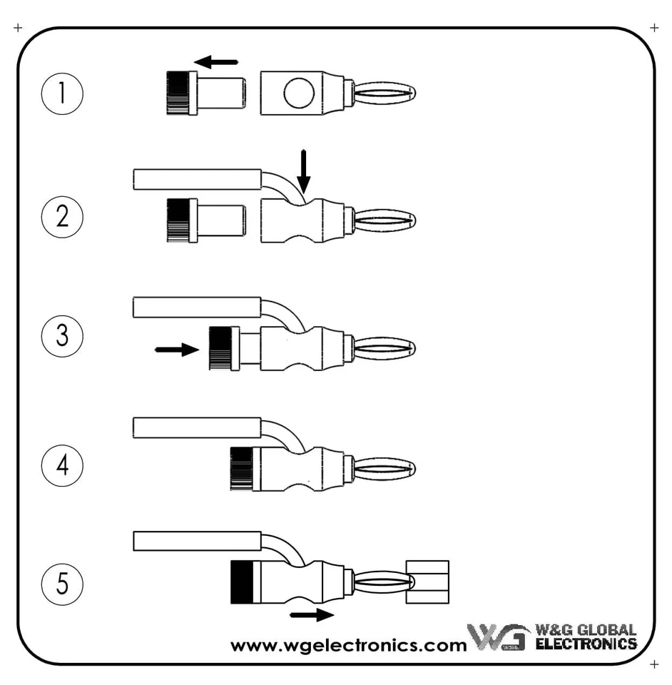 WGGE WG-3334 24k Gold Plated Banana Plugs (Open Screw Type) (6 Pairs) - Image 4 of 4