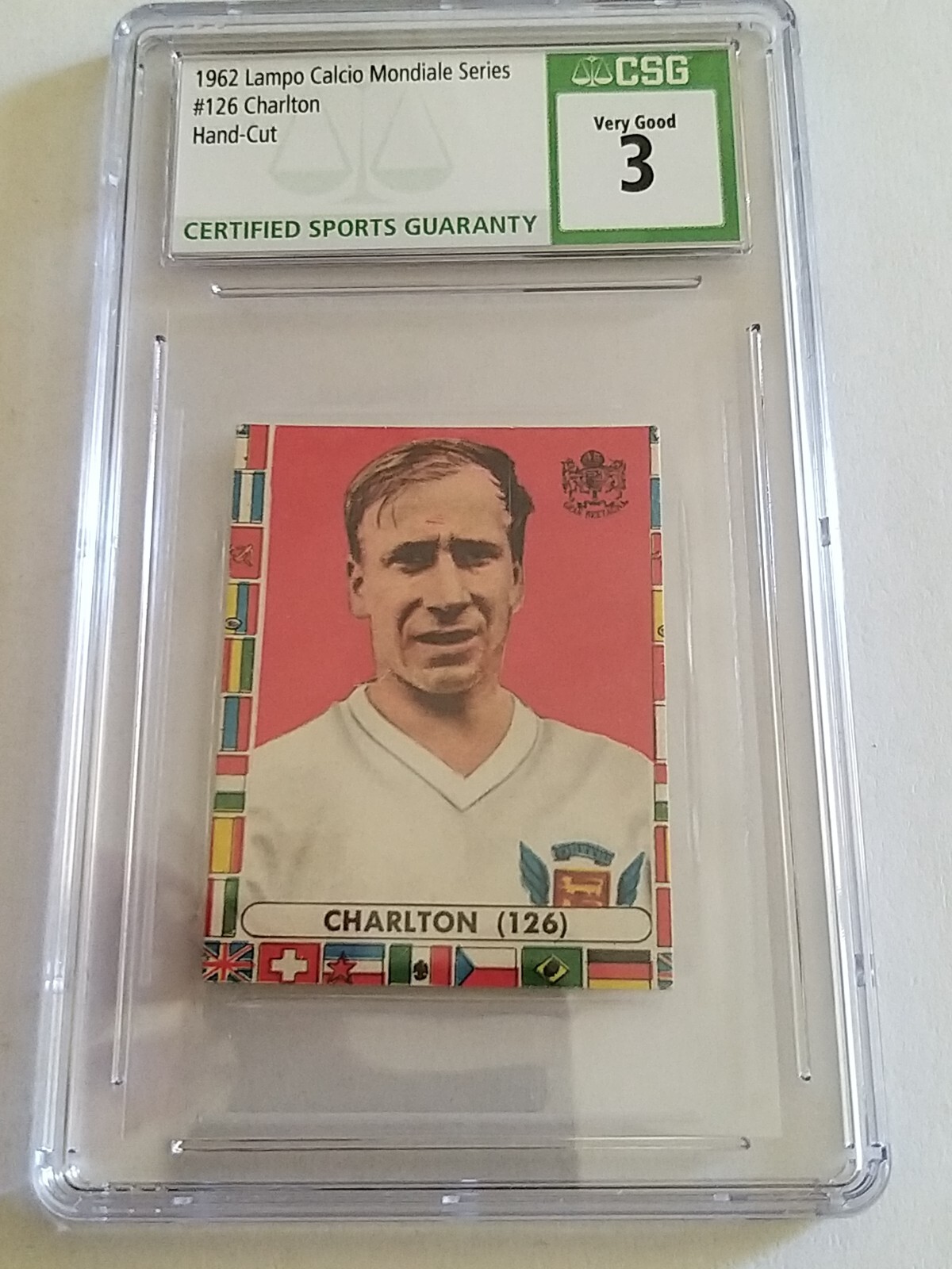 **BOBBY CHARLTON' N. 126** LAMPO CALCIO MONDIALE 1962 CSG GRADE 3 NEW !!!