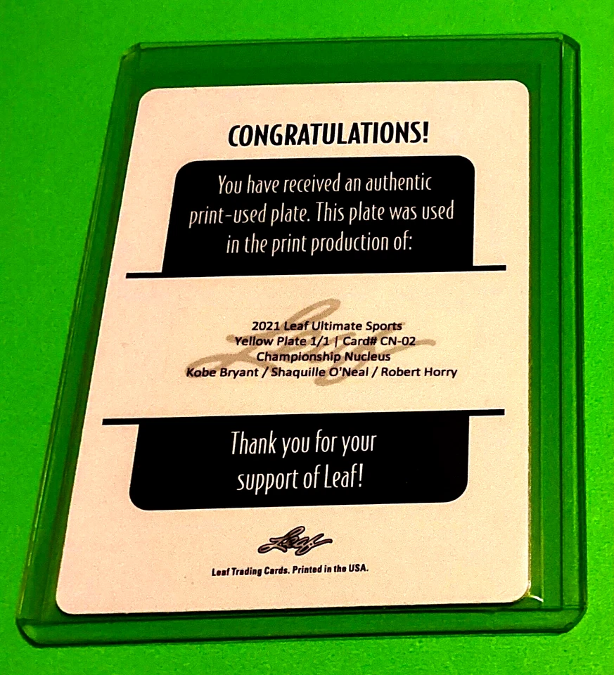 Kobe Bryant 2021 Leaf Ultimate 1/1 Plate SP 1 of 1 Shaquille O’Neal Robert Horry - image 2 of 4
