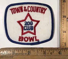 Vintage Town Country Lanes 200 Club Award Iron On Patch Bowling Alley