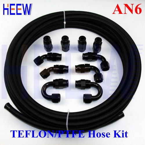 AN6 6AN Teflon Braided OIL FUEL Line E85 PTFE Hose Fitting End Adaptor 16.4FT/5M eBay