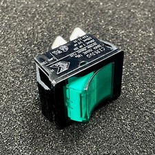C1353VQNAC, BULGIN, Rocker Switch, Off-On, DPST, Illuminated, Panel Mount, Green