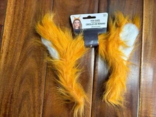 New Fox Animal Ears Orange White Faux Fur Headband 4" Ear Height Adult Women's