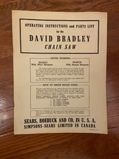 DAVID BRADLEY CHAIN SAW - Operating instructions and Parts List