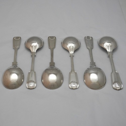 FIDDLE THREAD & SHELL Design Sheffield Silver Service Cutlery Six Soup Spoons - Picture 2 of 2